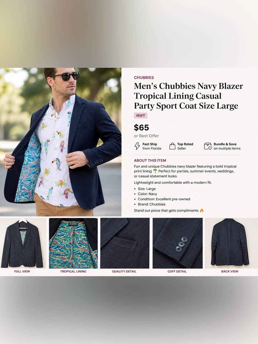 Chubbies Blazer The Weekend Has Arrived Navy Blue Blazer